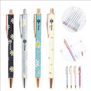 Metal Ballpoint Pen with Daisy Flower Pattern